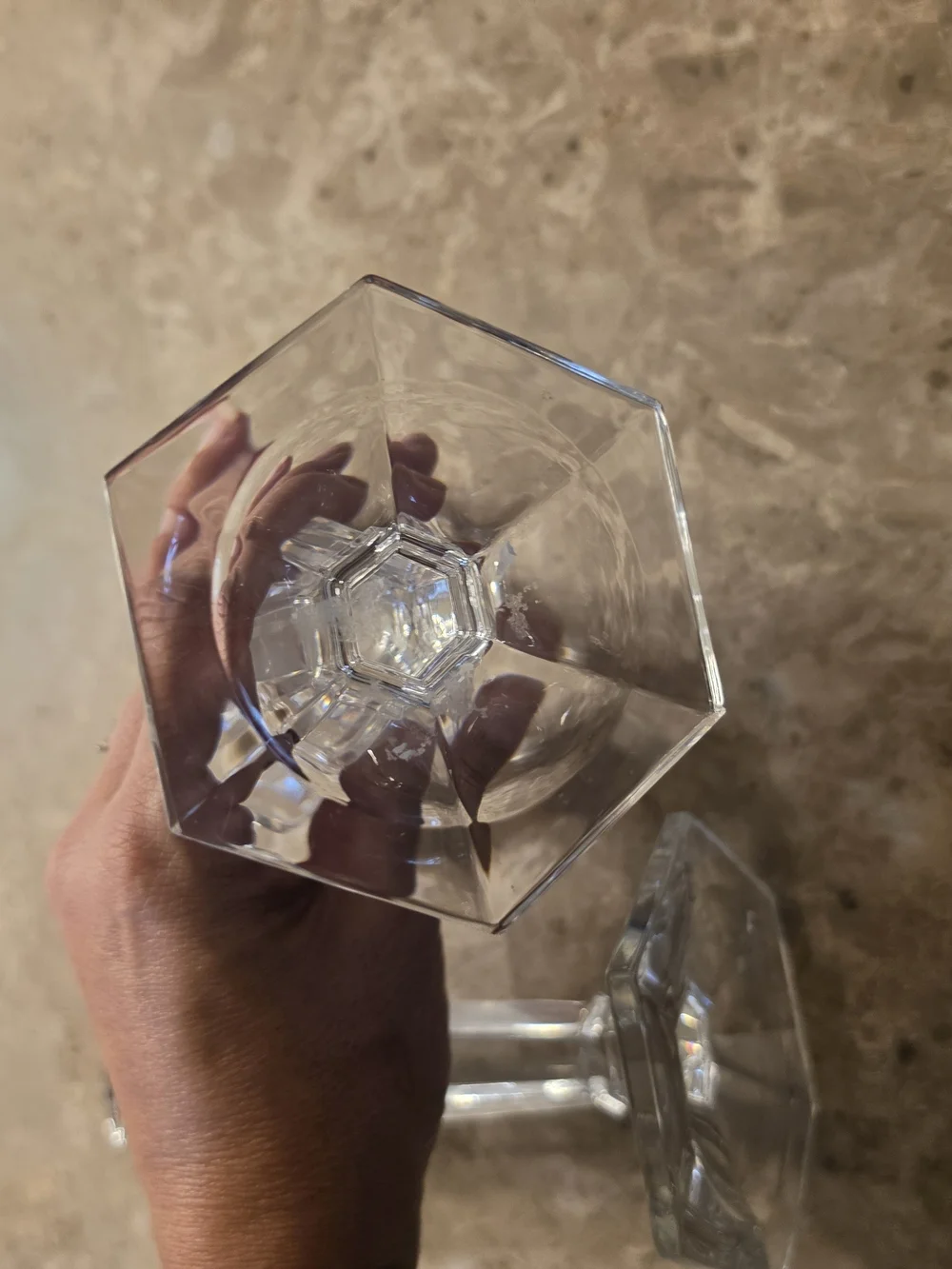 Mikasa Cambridge Clear Hexagonal Crystal Candle Holders - Pair